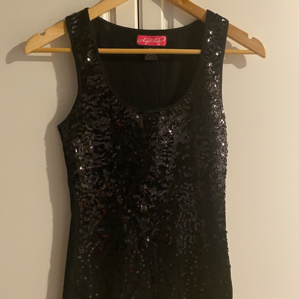 Black sequin tank top by SayWhat
